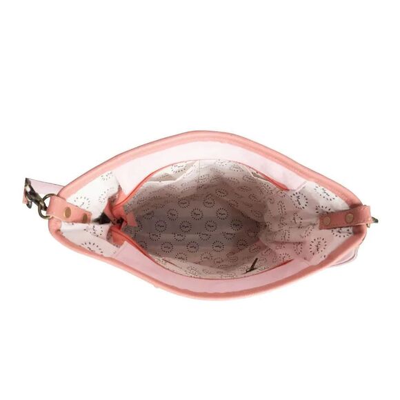 Myra Bag Handmade Suzanna Trail Shoulder Bag Upcycled Canvas & Cowhide Leather - Picture 11 of 13